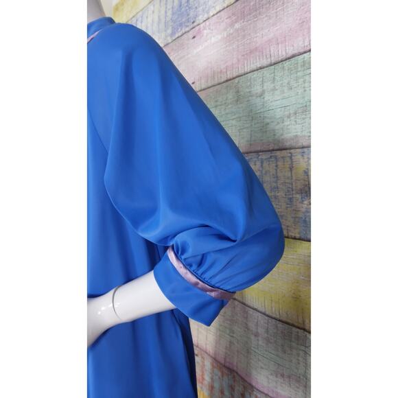 Vintage Gossard Artemis Blue Button Down Robe 3/4 Sleeve Size small Pockets - Picture 4 of 7